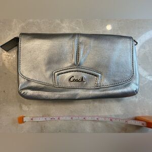 Coach Metallic Silver Clutch
